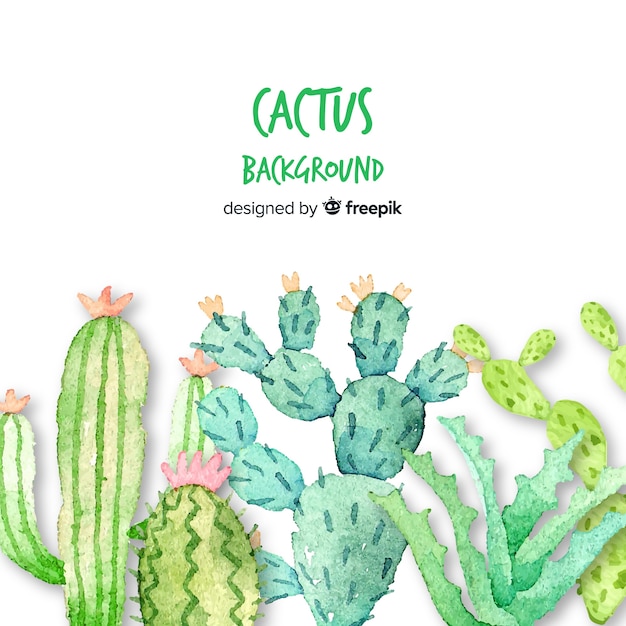 Fondo de cactus en acuarela