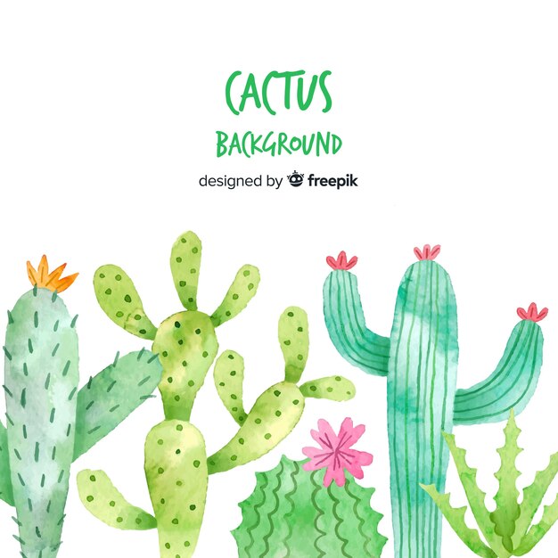 Fondo de cactus en acuarela