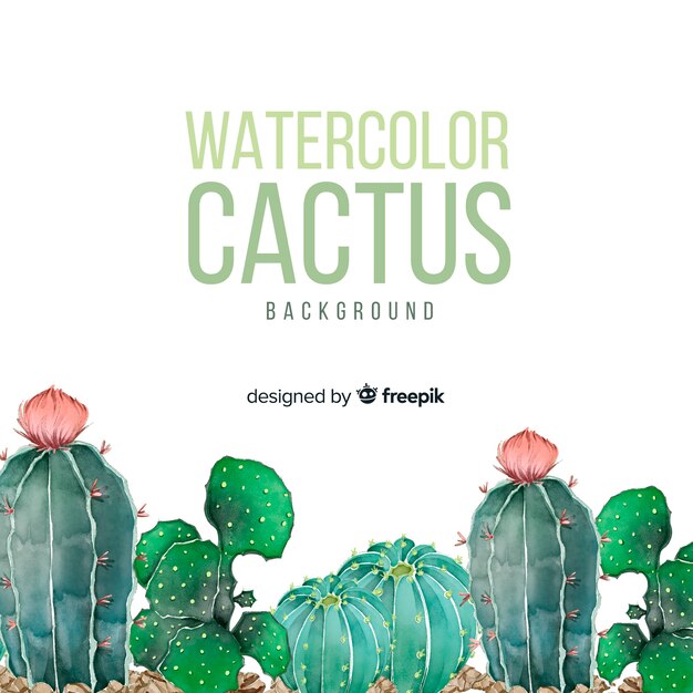 Fondo de cactus en acuarela
