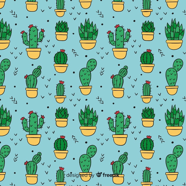 Fondo de cactus dibujado a mano