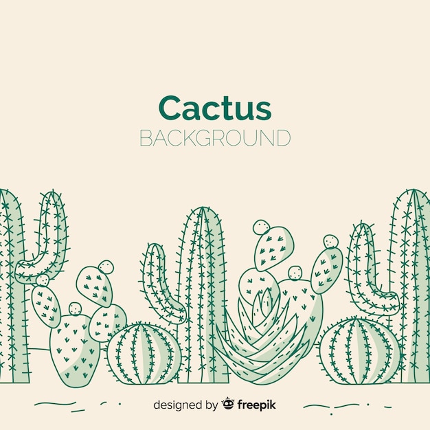 Fondo de cactus dibujado a mano