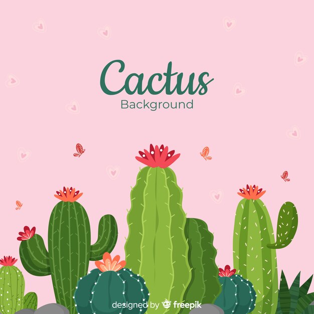 Fondo de cactus dibujado a mano