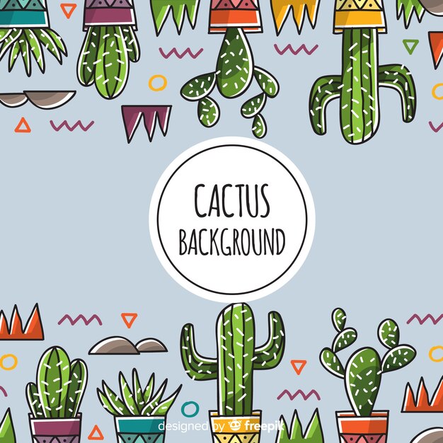 Fondo de cactus dibujado a mano