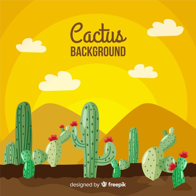 Fondo de cactus dibujado a mano
