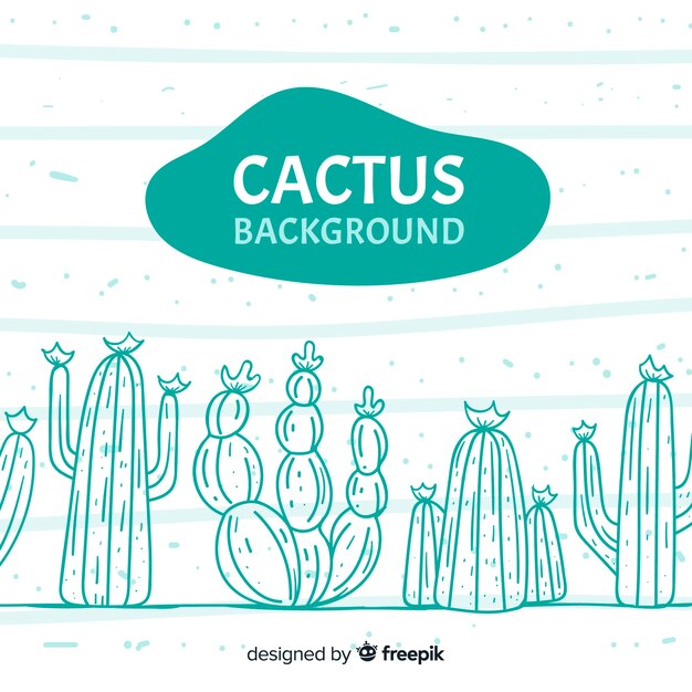 Fondo de cactus dibujado a mano