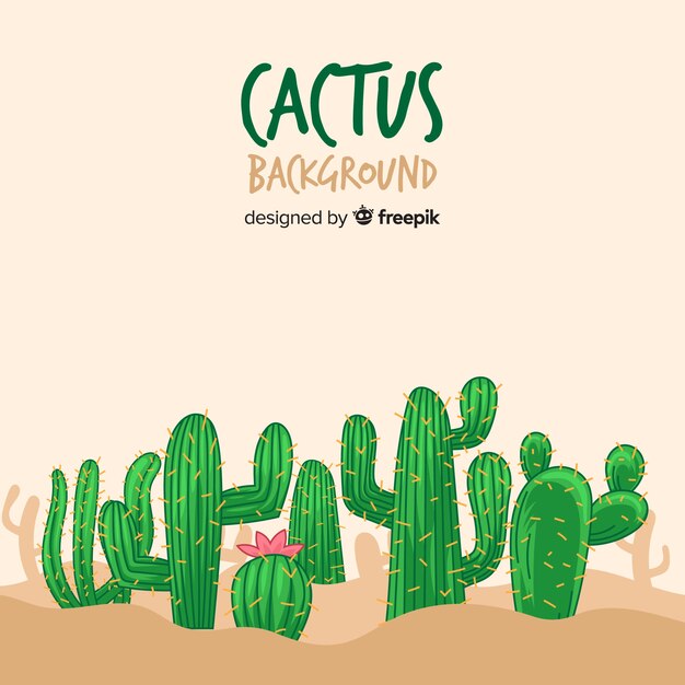 Fondo de cactus dibujado a mano