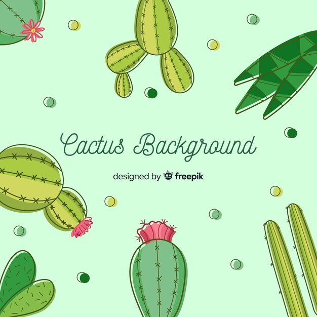 Fondo de cactus dibujado a mano