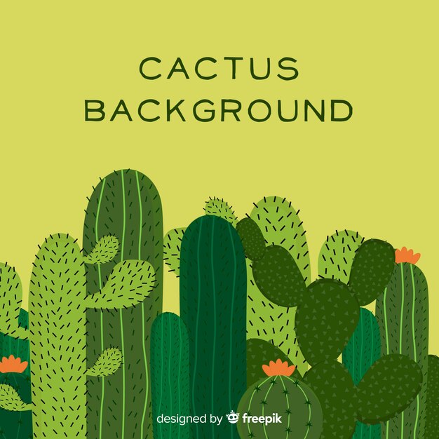 Fondo de cactus dibujado a mano