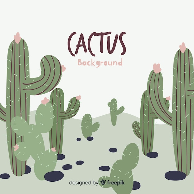 Vector gratuito fondo de cactus dibujado a mano