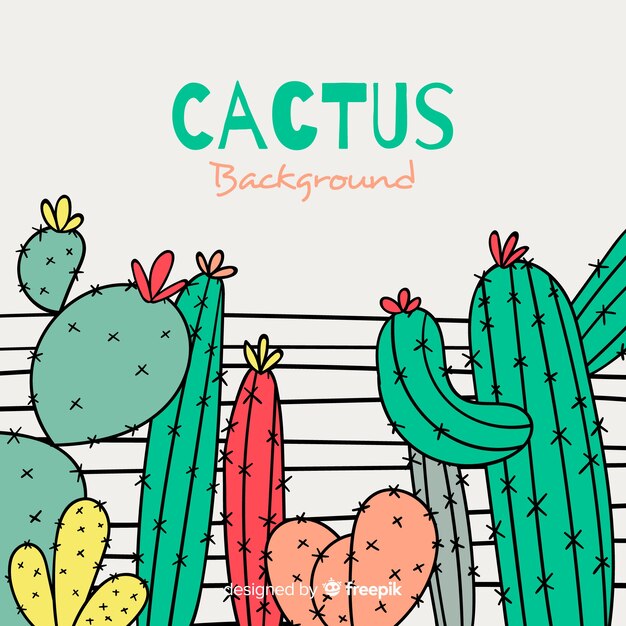 Fondo de cactus dibujado a mano