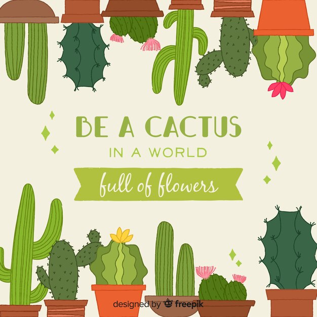 Fondo de cactus dibujado a mano