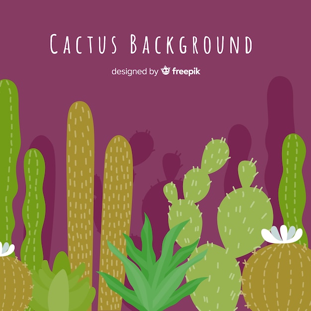 Fondo de cactus dibujado a mano