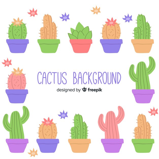 Fondo de cactus dibujado a mano