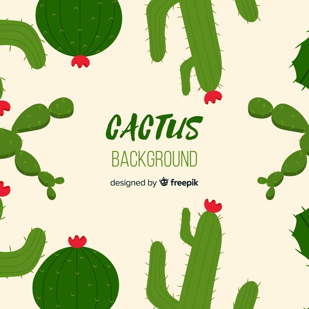 Fondo de cactus dibujado a mano