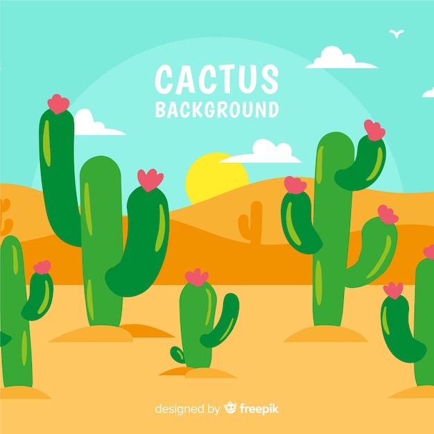 Fondo de cactus dibujado a mano