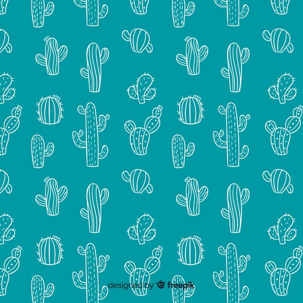 Fondo cactus garabatos dibujados a mano