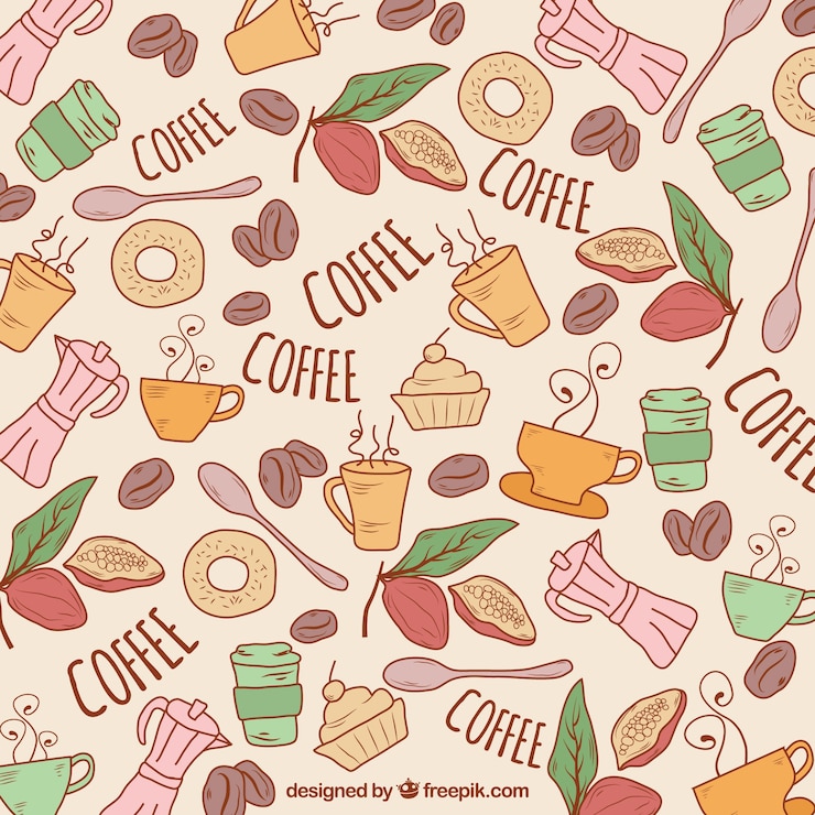 Vector gratuito fondo café dibujado a mano