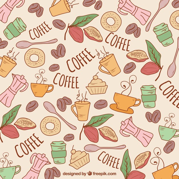 Fondo café dibujado a mano