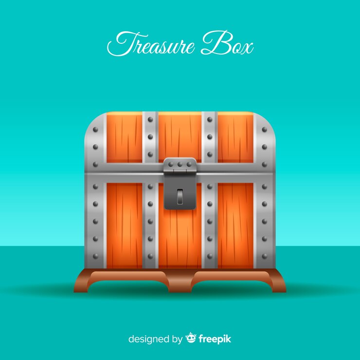Vector gratuito fondo de caja del tesoro antigua con diseño plano