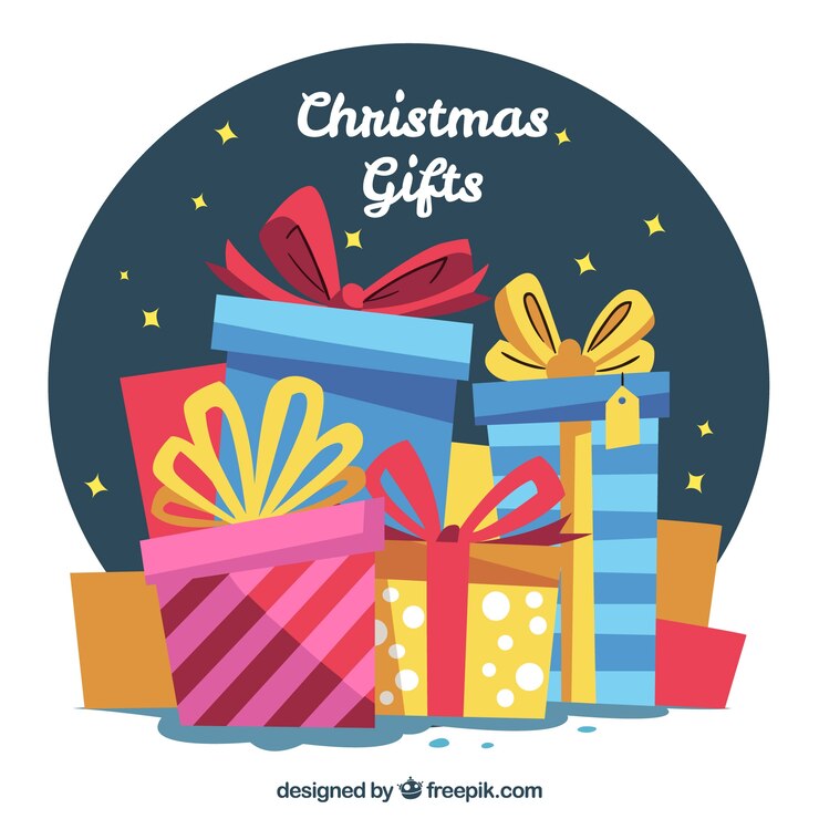 Vector gratuito fondo de cajas retro de regalos navideñas 