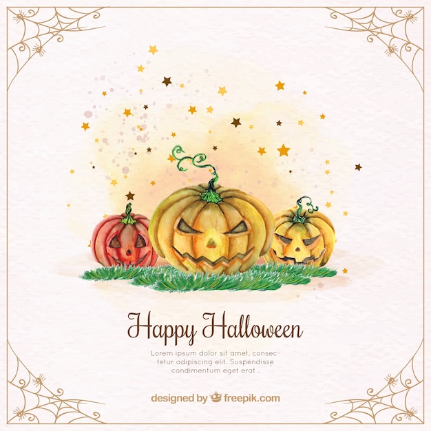 Fondo de calabazas de halloween de acuarela 