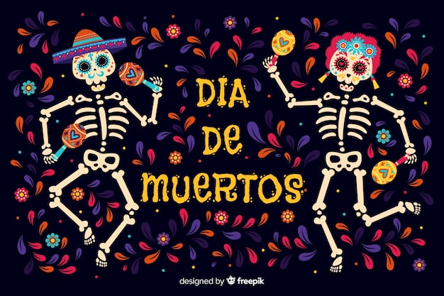 Fondo de calavera bailando día de muertos