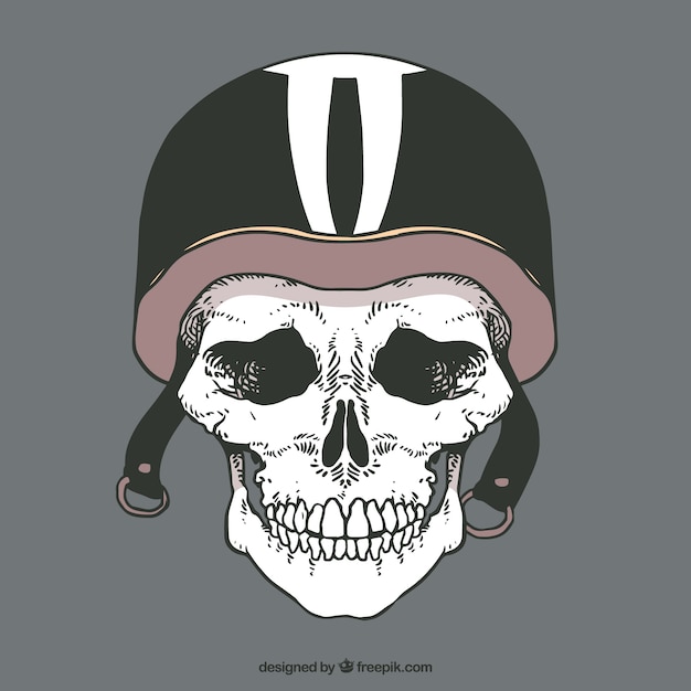 Fondo de calavera con casco de motorista