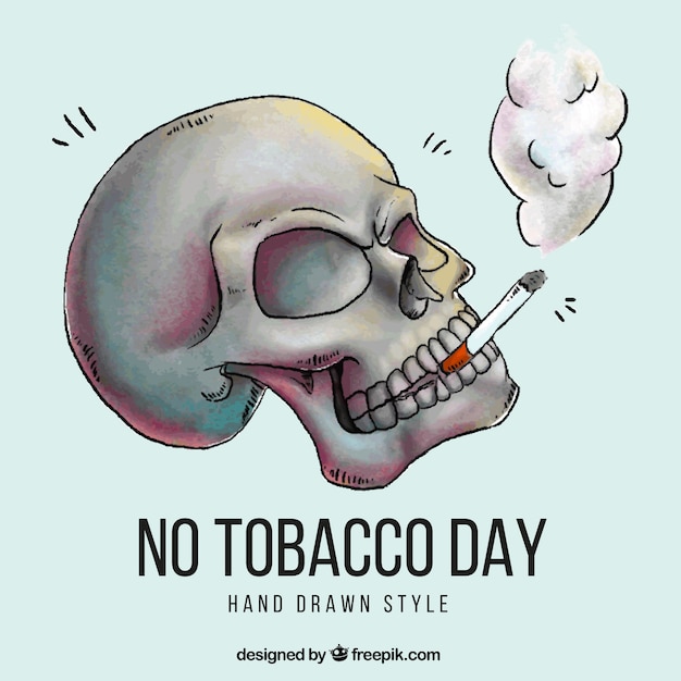 Fondo de calavera dibujada a mano con cigarro