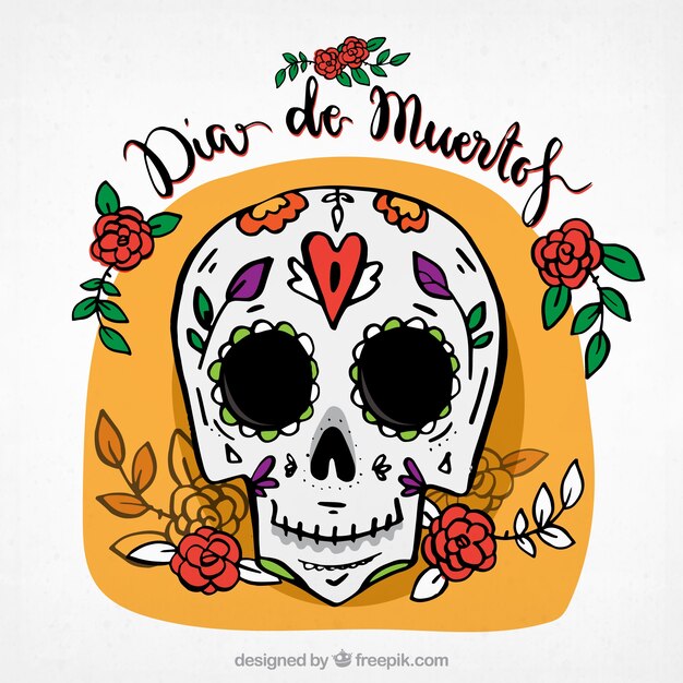 Fondo de calavera mexicana dibujada a mano 