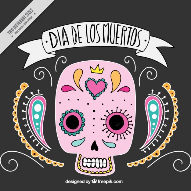 Fondo de calavera mexicana ornamental del día de los muertos