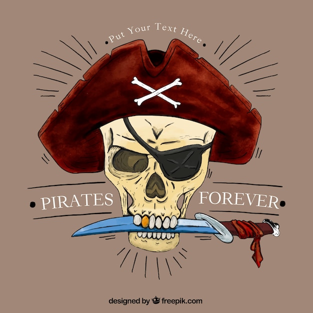 Fondo de calavera pirata con un cuchillo