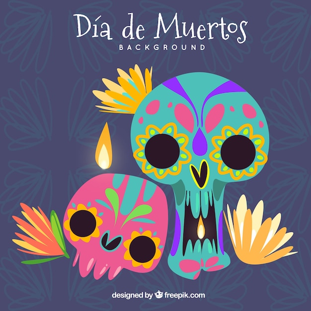 Vector gratuito fondo de calaveras mexicanas decorativas