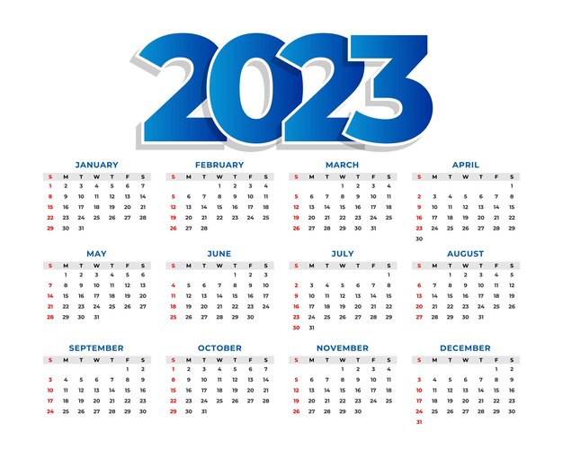Fondo de calendario de año nuevo 2023 en estilo minimalista