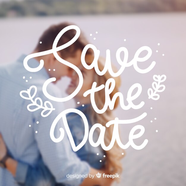 Fondo caligráfico de boda con fotografía