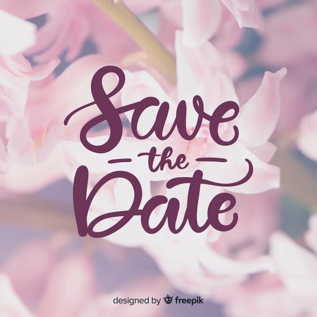 Fondo caligráfico de boda con fotografía