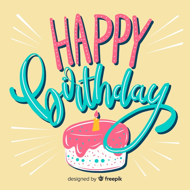 Fondo caligráfico colorido de feliz cumpleaños