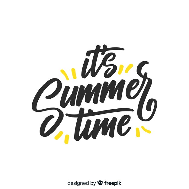 Fondo caligráfico colorido de verano en diseño plano