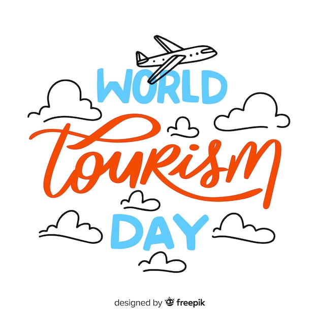 Fondo caligráfico del día mundial del turismo