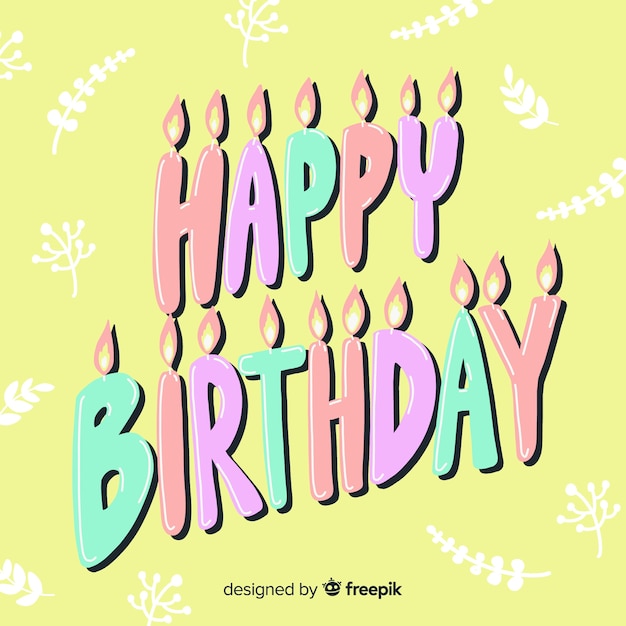 Fondo caligráfico de feliz cumpleaños colorido vector gratuito