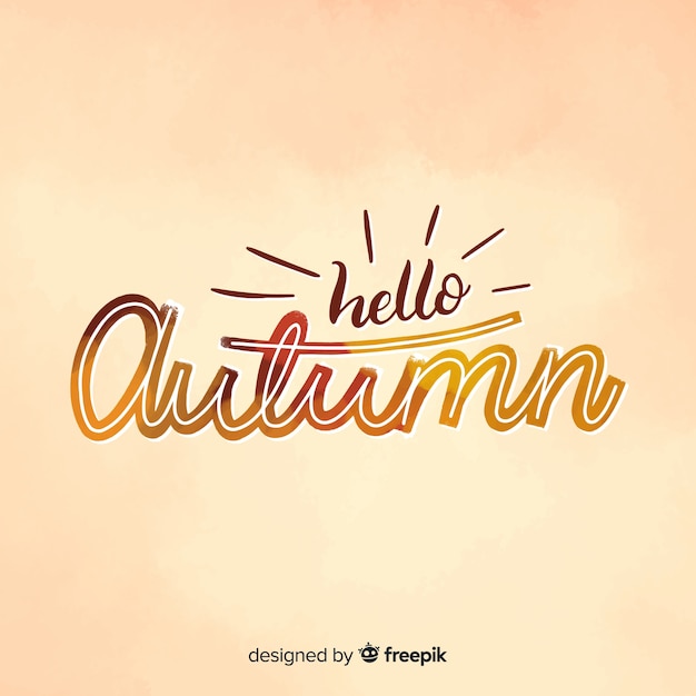 Vector gratuito fondo caligráfico de hello autumn dibujado a mano