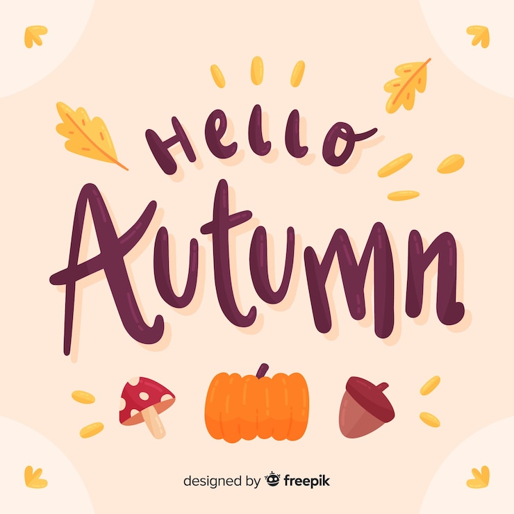 Vector gratuito fondo caligráfico de hello autumn dibujado a mano