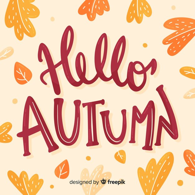 Fondo caligráfico de hello autumn dibujado a mano
