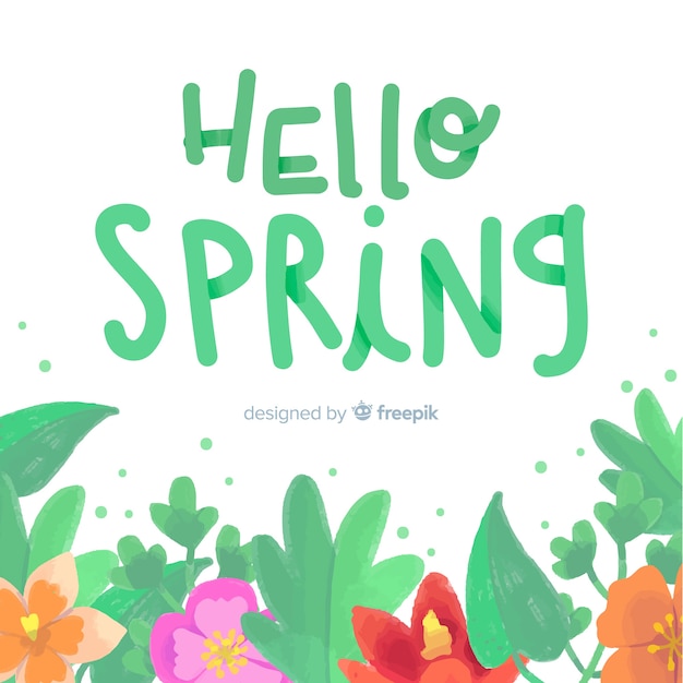 Fondo caligráfico hello spring 