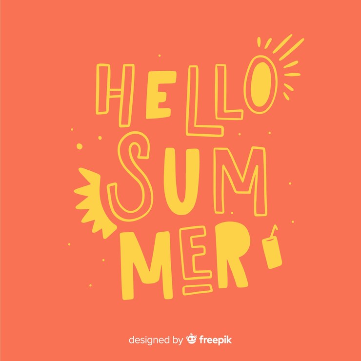 Vector gratuito fondo caligráfico de hello summer