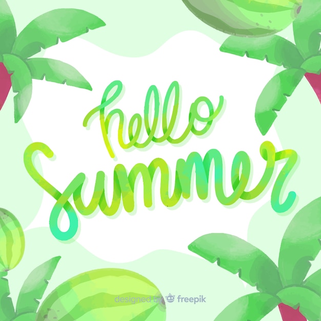 Vector gratuito fondo caligráfico de hello summer