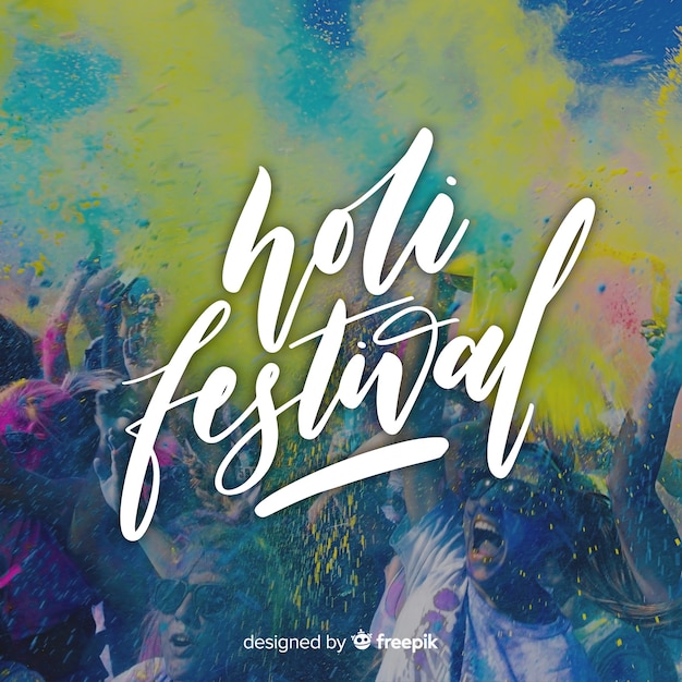 Vector gratuito fondo caligráfico de holi festival