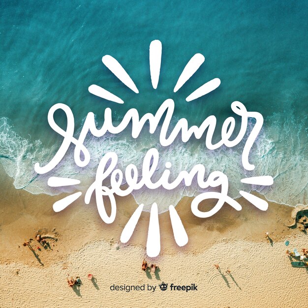 Fondo caligráfico de verano con fotografía