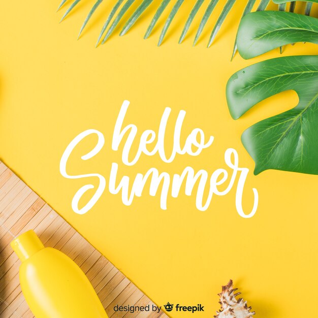 Fondo caligráfico de verano con fotografía