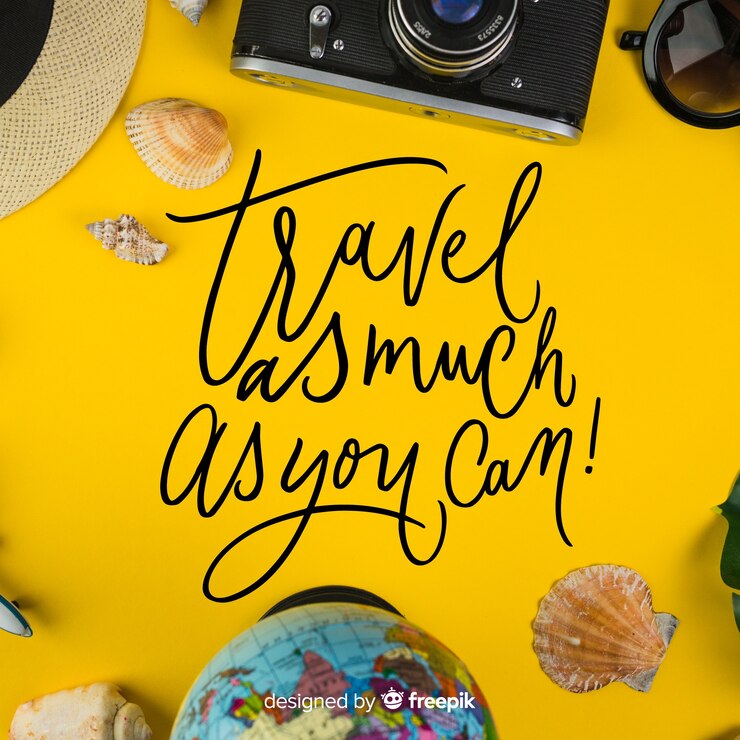Vector gratuito fondo caligráfico de viaje con fotografía