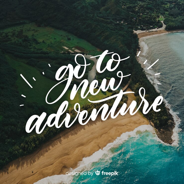 Vector gratuito fondo caligráfico de viaje con fotografía